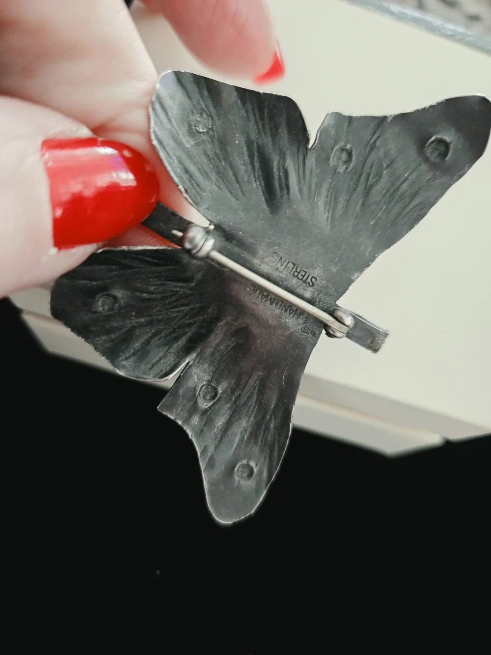 Vintage Handmade Artisan Sterling Butterfly Pendant Brooch RARE FIND